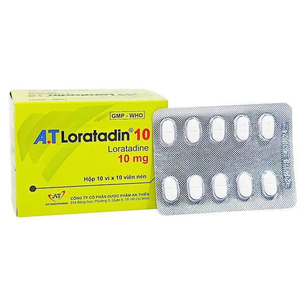 A.T Loratadin 10mg hộp 10 vỉ x 10 viên nén